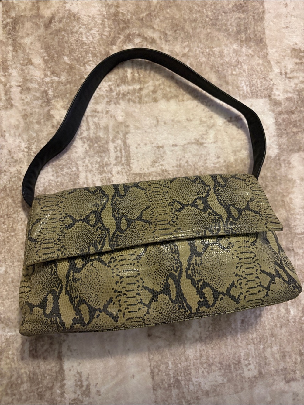 Maxx New York Snake-Print purse in Olive and Black - Picture 1 of 11